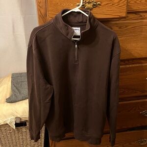 Old Navy Men's Dark Brown 3/4 Zip-Up Sweater w/ side pockets Large Tall